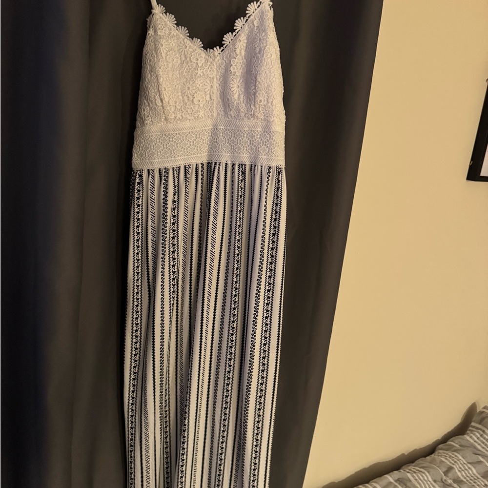 No Boundaries Black and White Pleated Maxi Dress